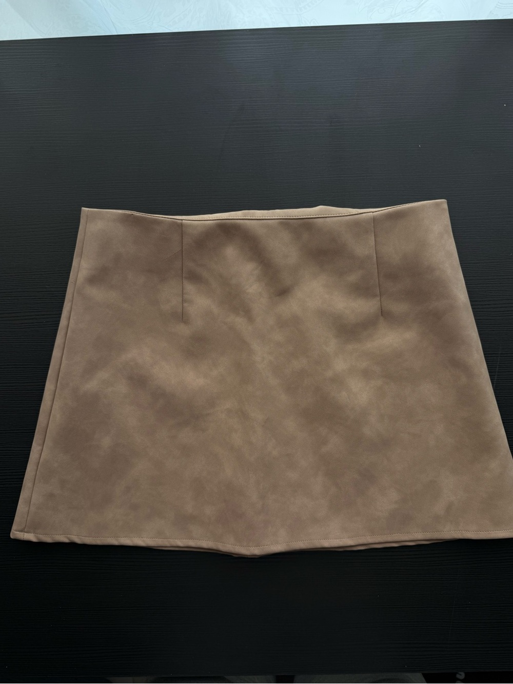A-Line Faux Leather Mini Skirt in Taupe
